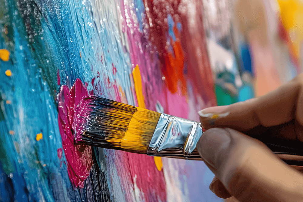 An abstract painting with a brush
