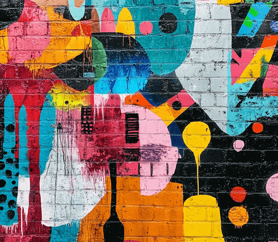 A colorful graffiti wallart