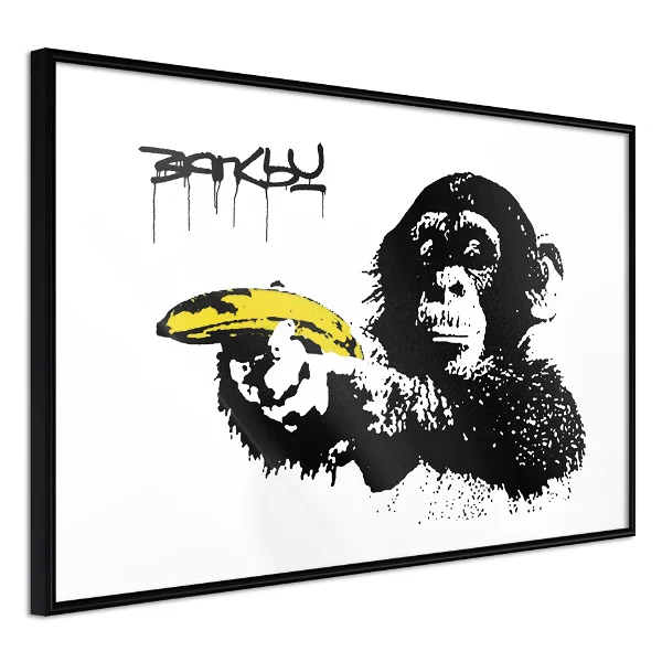 a monkey Poster with Banana Gun