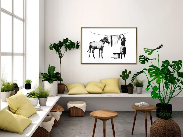 A portrait of a zebra and a woman