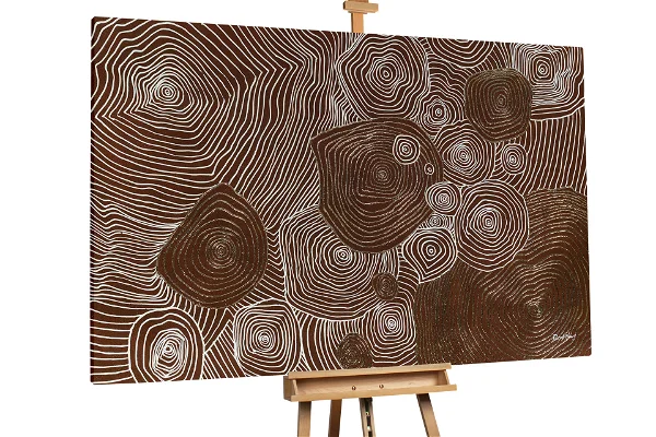 XXL Oil paintings Beauty of Wood in a wooden stand