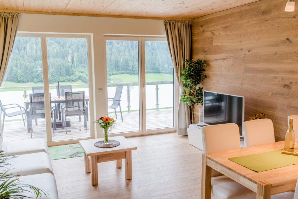 a living room with direct sunlight