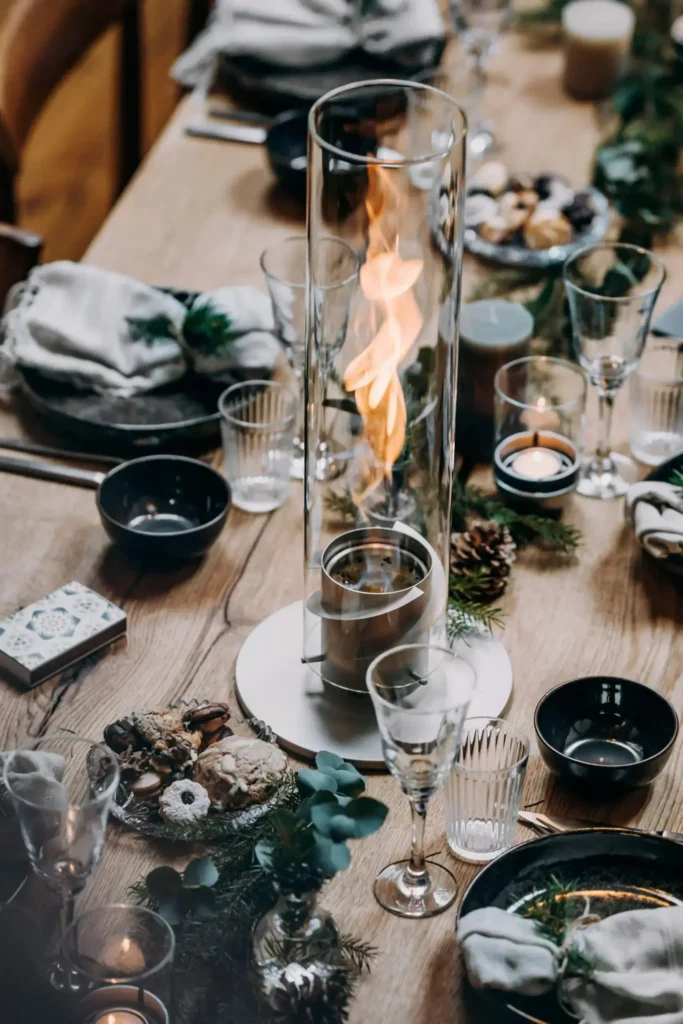 spin-90 tafelvuur zilveren middenstuk