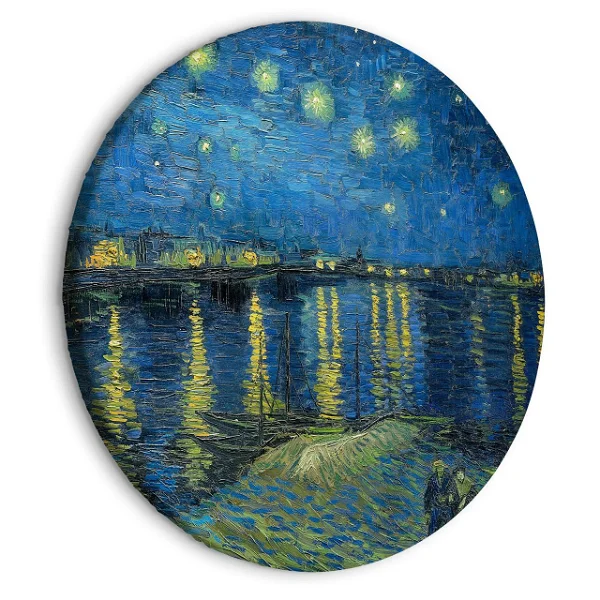 Rond schilderij 'Gogh's Starry Rhone'