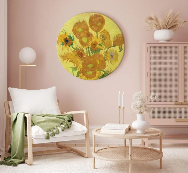 Rond schilderij 'Gogh's Sunflowers'