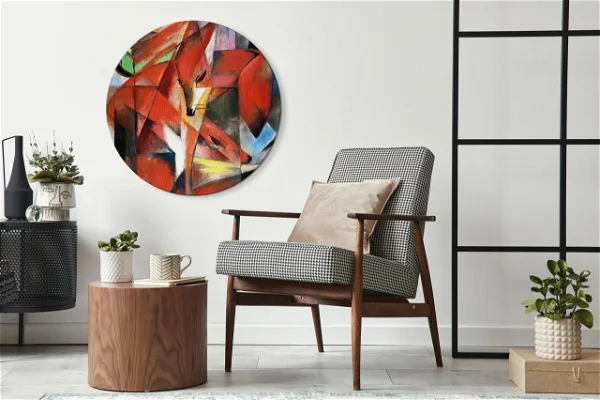 Rond schilderij 'Marc's Foxes'