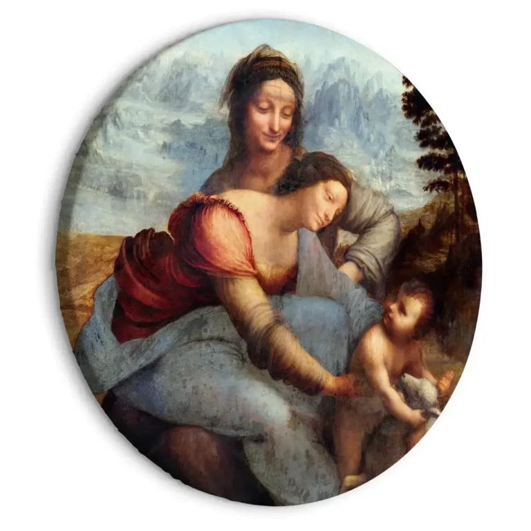 Rond schilderij 'Da Vinci's St. Anne'