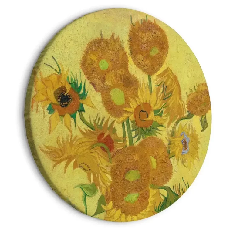 Rond schilderij 'Gogh's Sunflowers 2'