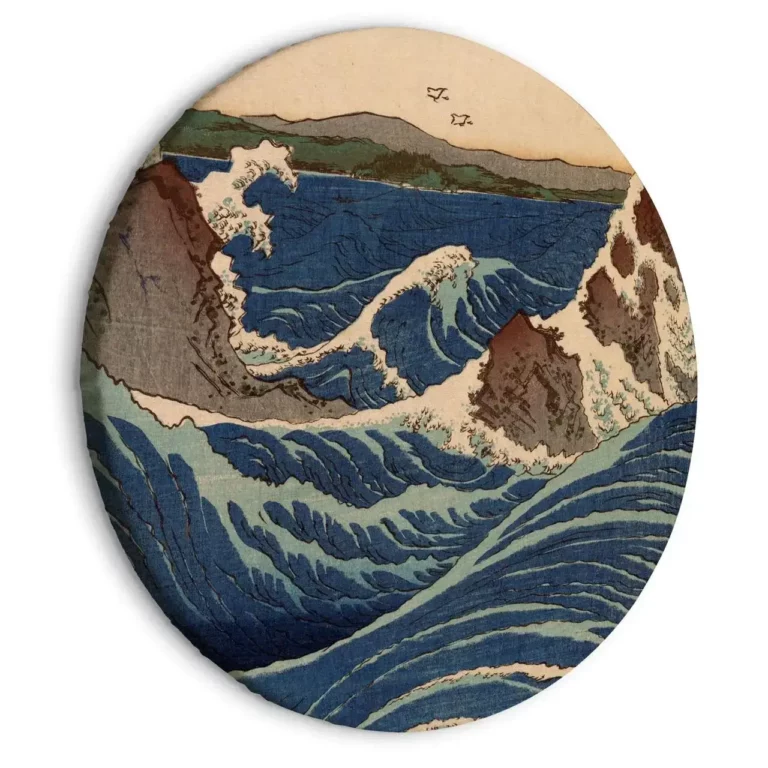 Rond schilderij 'Hiroshige's Wave'