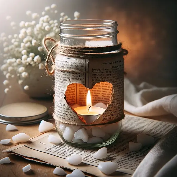 decorative-diy-lantern-with-candle-and-white-stone