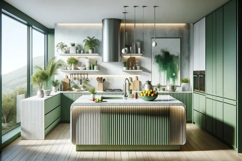 groen en wit kleurenpalet voor de keuken