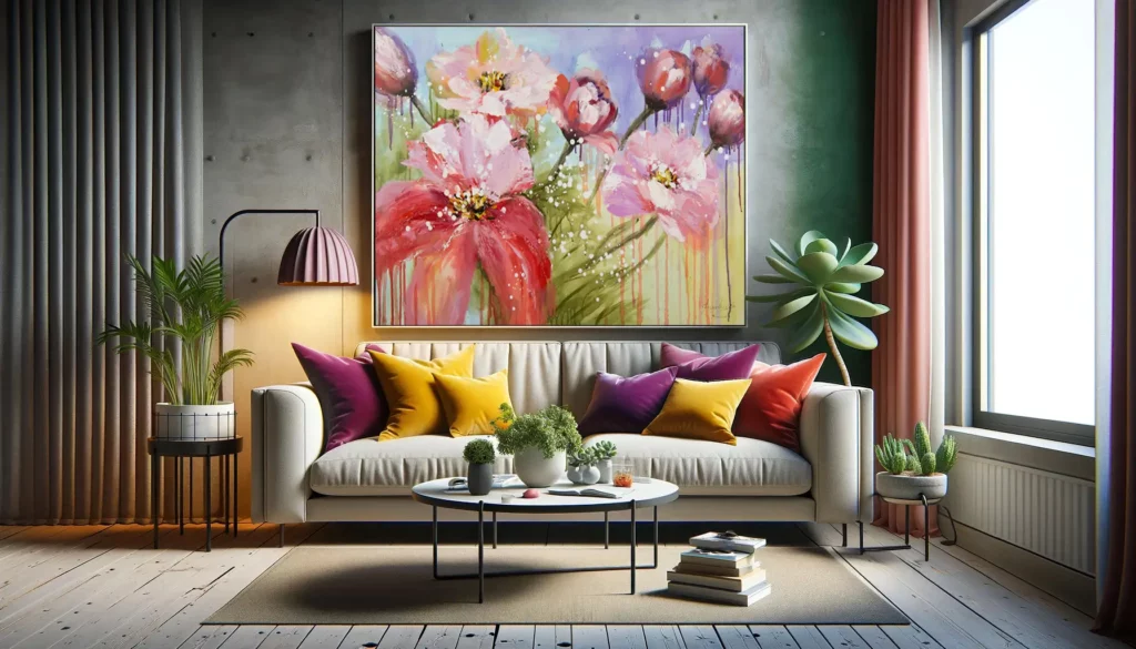 bloemeninspiratie lentekleuren in de woonkamer