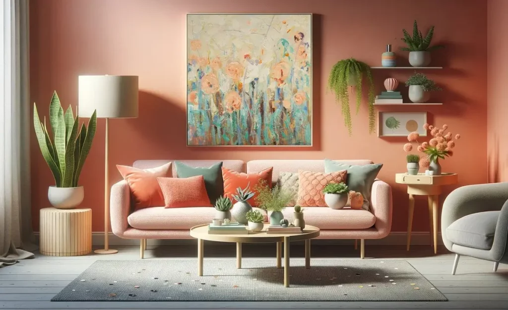 Zonovergoten tinten lentekleuren in de woonkamer