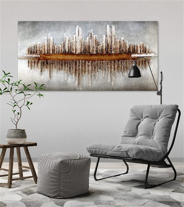 Holzbild 3D 'Skycraper Silhouette'