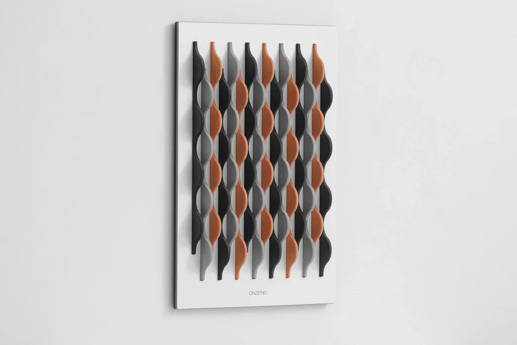 a wood wall art in 3d design and abstract motif