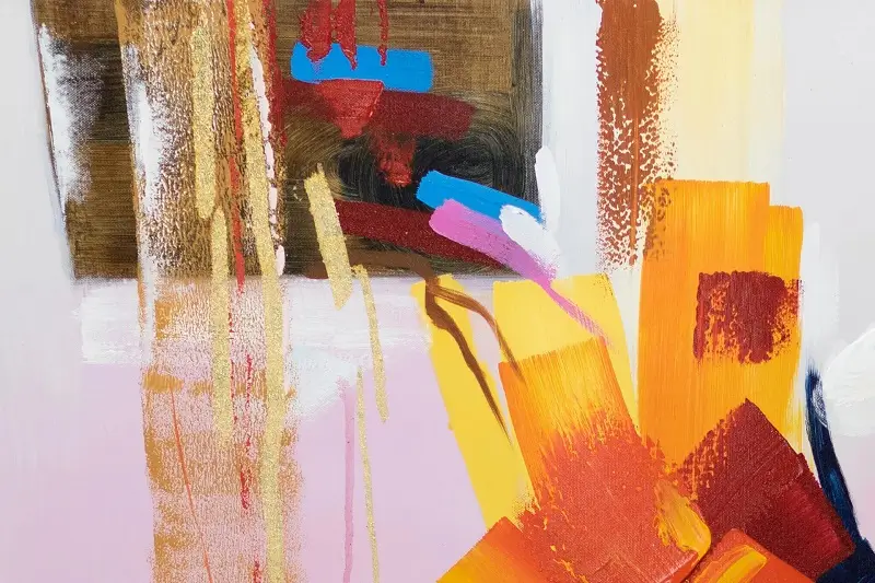 Handgeschilderd schilderij 'Passie van Kleuren' 80x80cm detailafbeelding