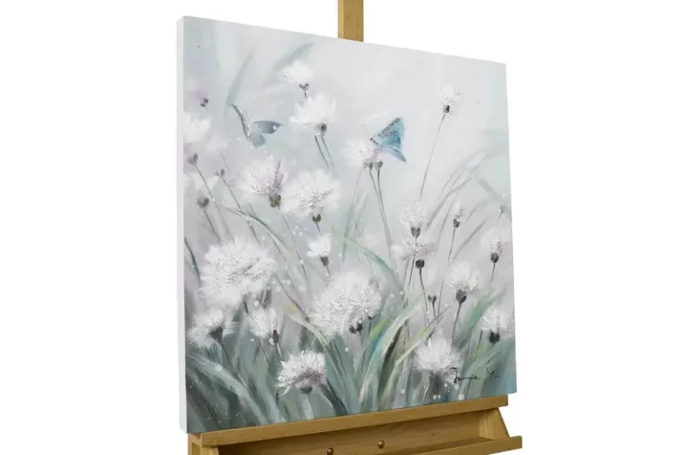 Shabby Chic stijl handgeschilderd schilderij 'Blossom Shimmer' 60x60cm