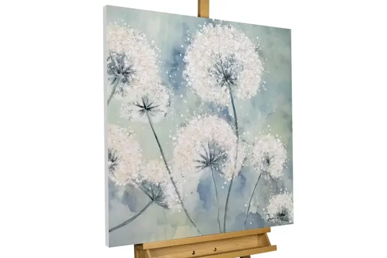 Shabby Chic stijl handgeschilderd schilderij 'Door land en tijd' 80x80cm