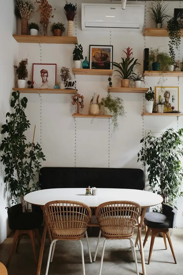 another-floating-shelf-display-of-framed-pictures-on-the-wall-as-a-creative-ideas-for-hanging-pictures-set-up-in-the-dining-room