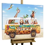 animals zoo bus colourful acrylic paint modern