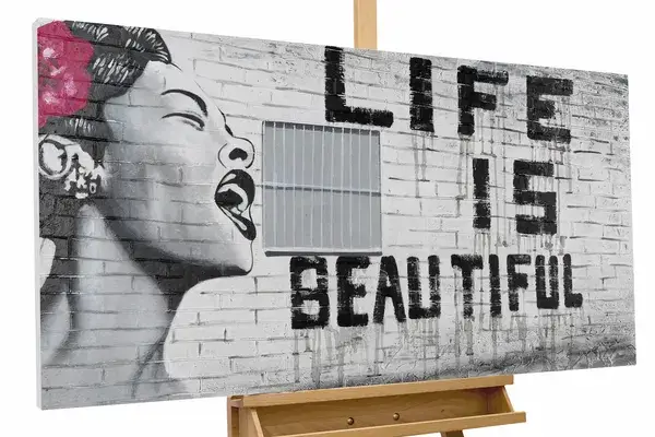 kl09557-banksy-black-and-white-pink-acrylic-paintings-acrylic-pictures-canvas-pictures-modern-art-01