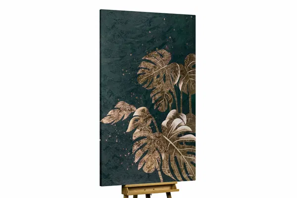 XXL Oil paintings 'Golden Monstera'