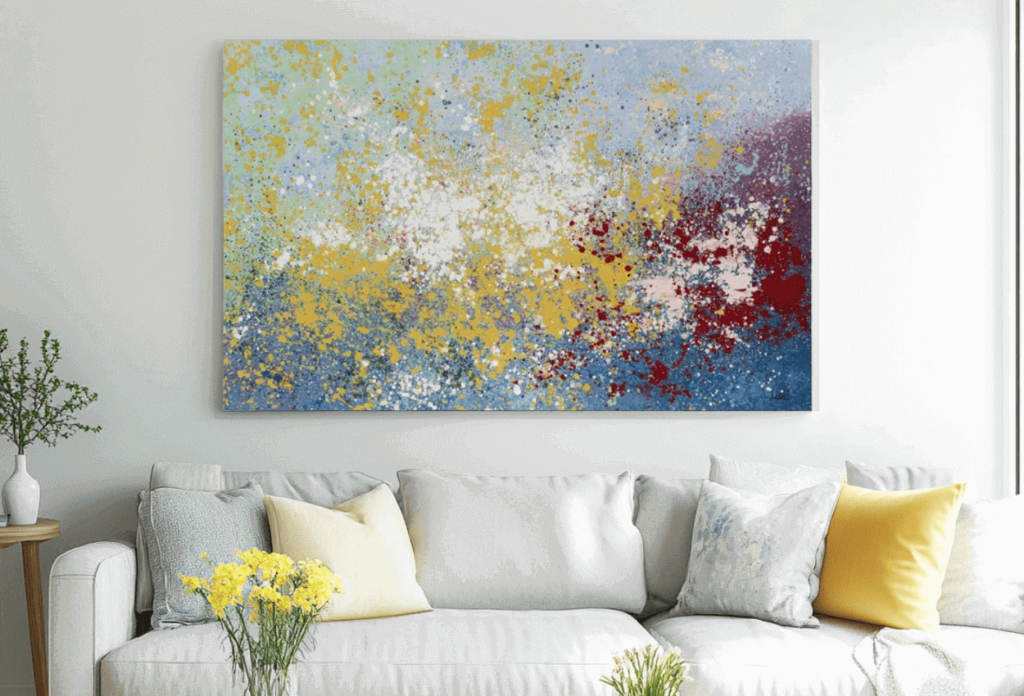 Living room with abstract wall painting