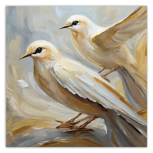 Canvas Print 'Pair of Ivory Doves'