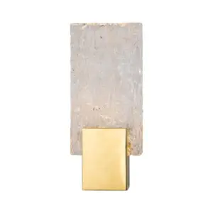 Rectangular concrete wall lamp with gold bracket – minimalist style