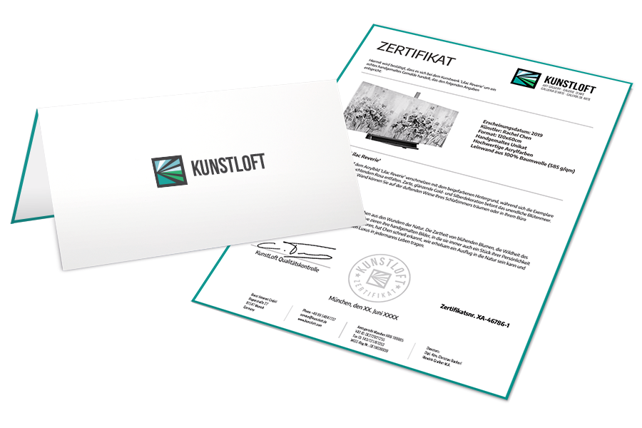 Inklusive hochwertigem XXL Gemälde Zertifikat